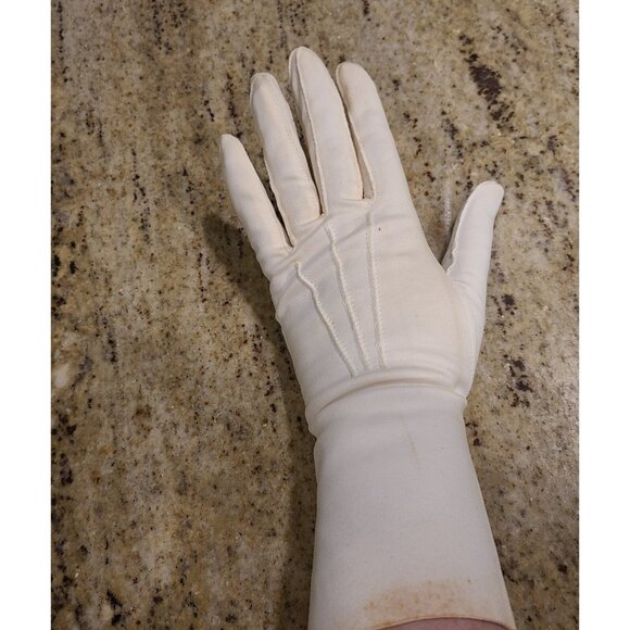 Vintage Womens Size M/L Off White Cotton Formal 11.5" Long Gloves Millan *stains - Picture 15 of 16